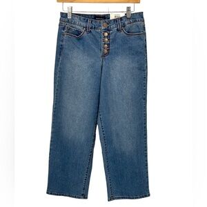 Charter Club Button Fly Straight Leg Jeans - Ocean Wash Blue - size 6P